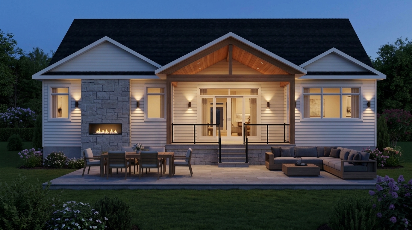 White Pine Rear Terrace and Backyard Living